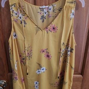 Floral Yellow Sleeveless Top